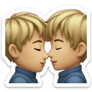 Two boys kiss asian sticker