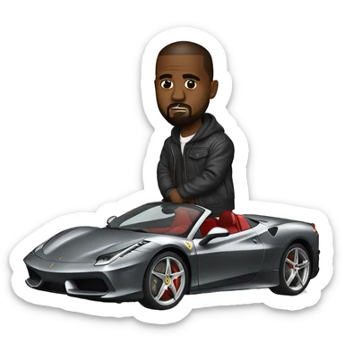 Kanye west driving a ferrari  sticker
