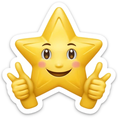 HD a smiling happy star with both hands doing thumbs up  sticker