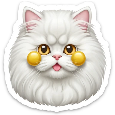 A Persian cat with a pacifier in its mouth sticker