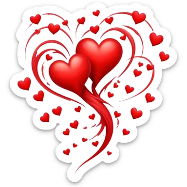 A tornado of red hearts swirling around each other sticker