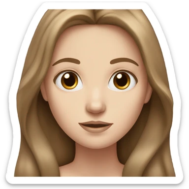 White girl with long brown hair and blue eyes sticker