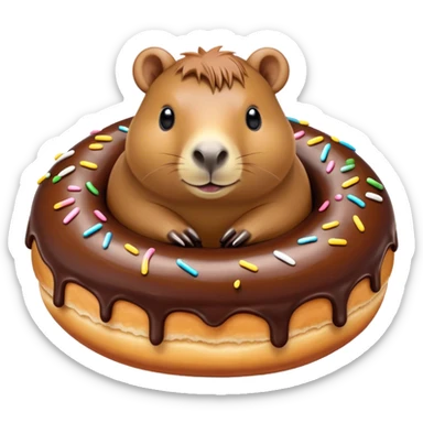 Capybara turned into doughnut sticker