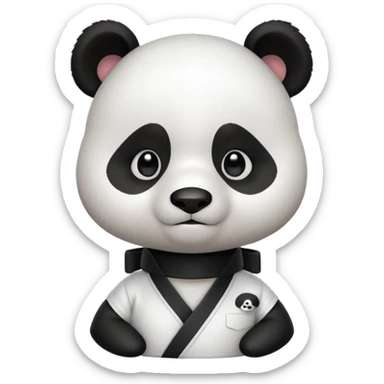 cute panda doing karate portrait, head and shoulders only, wearing white gi uniform, black belt visible, determined face, 3D cartoon, mobile game icon style, clean background, no text, no watermark
 sticker