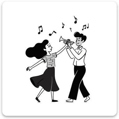 Colombian salsa dancing couple with musical notes, trumpet, and Colombian flag colors sticker