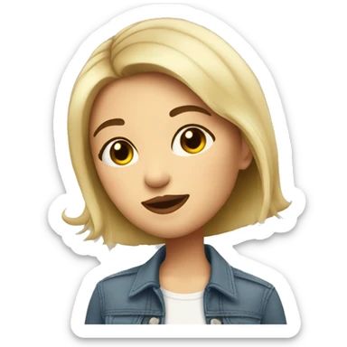 short haired brunette girl kissingwith long blonde hair sticker