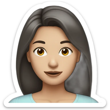 woman with long dark brown hair, wearing a light blue blouse sticker