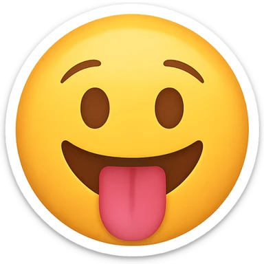yellow face with tongue out emoji, digital illustration sticker