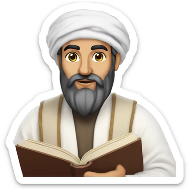 Nizami Ganjavi persian medieval author with a book in hands and black beard sticker