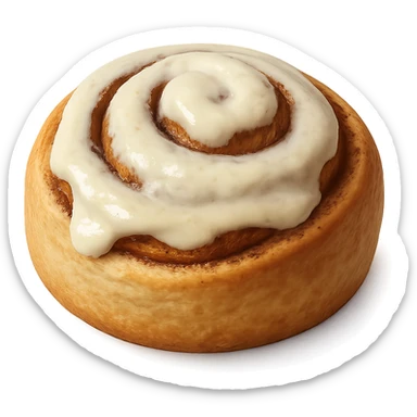 realistic cinnamon roll with icing, no background sticker