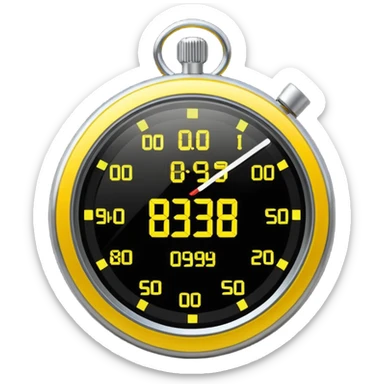 A futuristic stopwatch glowing yellow sticker