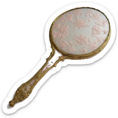 vintage rococo light pink dainty floral hand mirror sticker