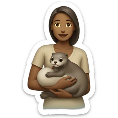 woman holding otter sticker