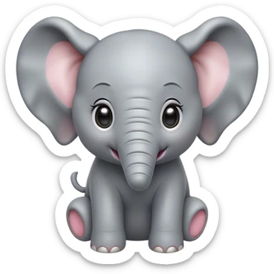 Cinematic Comical Baby Elephant Portrait Emoji, Head tilted dramatically with an exaggeratedly amused expression, featuring a striking soft gray hide with oversized, quirky ears and wide, expressive eyes full of playful disbelief, Simplified yet hilariously expressive features, highly detailed, glowing with a slightly sassy glow, high shine, dramatic yet playful, stylized with an air of cheeky mischief, bright and endearing, soft glowing outline, capturing the essence of a spirited and over-the-top baby elephant, so meme-worthy it feels like it could trumpet its way into internet fame instantly! sticker