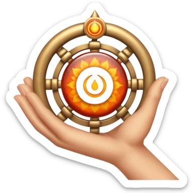 Make a emoji in which a finger taking sudarshan chakra sticker