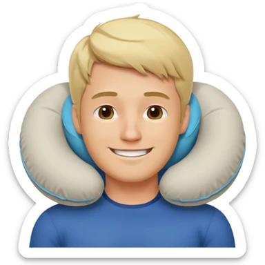 blonde man using travel pillow  sticker