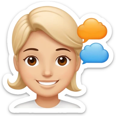 smiling face with balanced thought bubbles of work and relaxation sticker