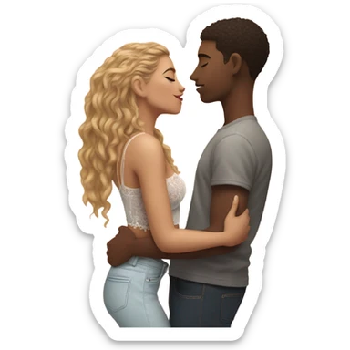 A girl wearing a Shakira lace up croc top and is kissing her boyfriend  sticker