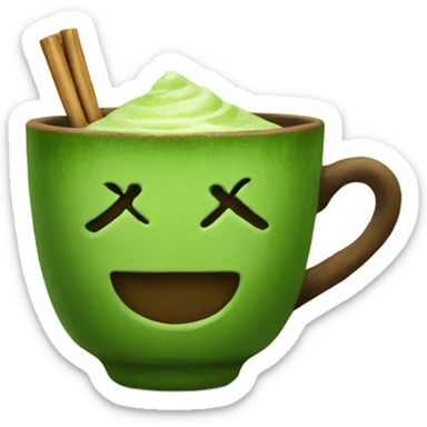 matcha in a handmade cup sticker