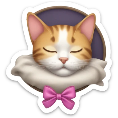 Cat with a bow sleeps sticker