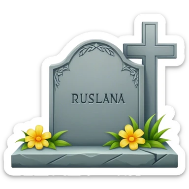Grave stone with the name of Ruslana Where just the name Ruslaana is written sticker