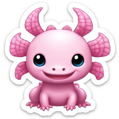 high detailed pink cute axolotl stitch chibi sanrio pokemon like chinese dragon sticker