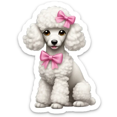 poodle with pink bow sticker
