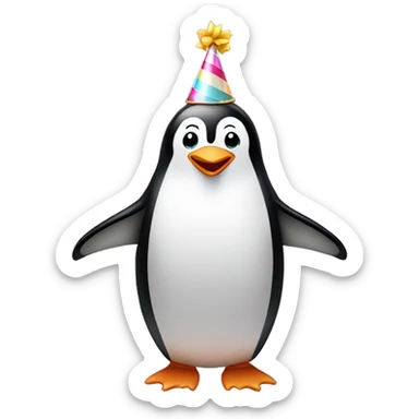 Penguin wearing a birthday hat sticker
