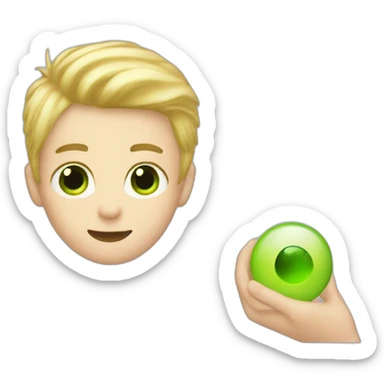 Boy with blonder hair and green eye and catch mobile  sticker