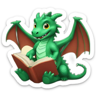 Dragon reading a book sticker