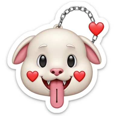 heart eyes face with tongue out on leash sticker