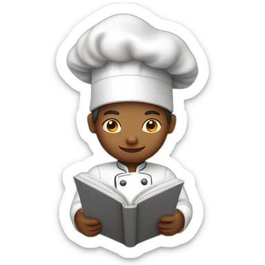 chef reading recipe book sticker