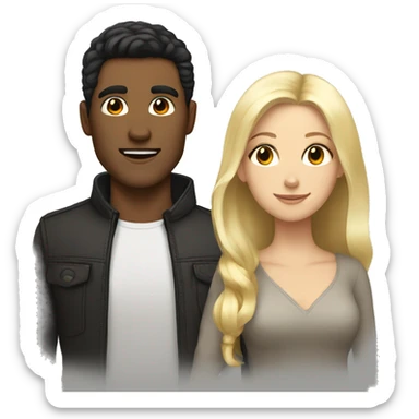 Handsome guy with dark hair and blonde girl sticker