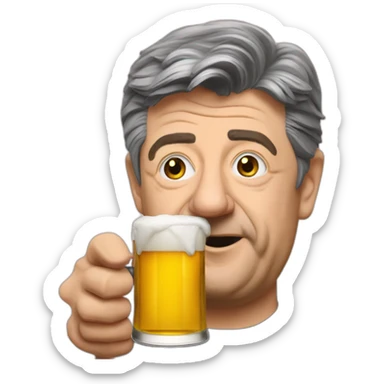 mélenchon qui bois une biere dans sa main sticker