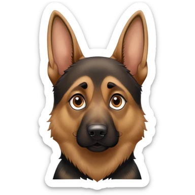 German shepherd with dopey face sticker