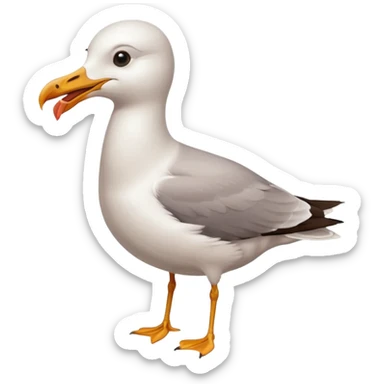 seagull eating bread sticker