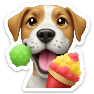 Dog eating snow cone  sticker