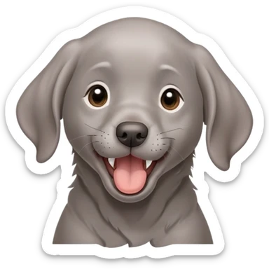 cinematic-cute-yawning-weimaraner puppy-portrait-emoji,-head-tilted-slightly-with-a-dramatic,-wide-open-yawn,-revealing-a-sleek grey fur-with-a-subtle-shimmer,-floppy-ears-slightly-drooping,-round-brown-eyes-barely-open-in-drowsy sticker
