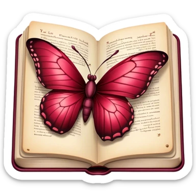 Spellbook Burgundy butterfly sticker
