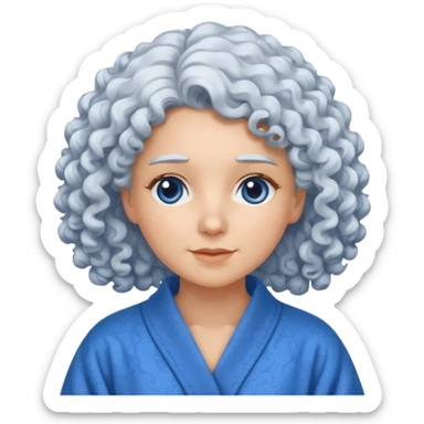  curly white haired woman in blue robe sticker