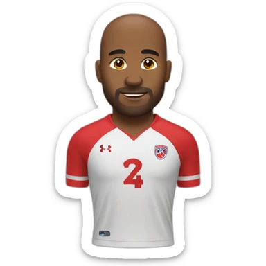 Jimmy Briand with a red soccer jersey sticker