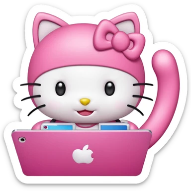 Hello Kitty character styled as a cute web browser with browser window elements and tabs sticker