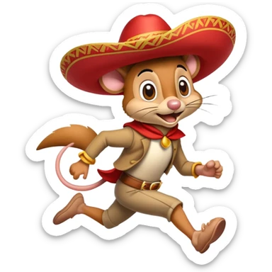 Speedy Gonzales cartoon mouse with red sombrero running fast sticker