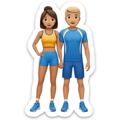 full-length happy couple in sportswear sticker