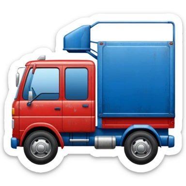 A red truck with a blue and white "TIR" plate sticker