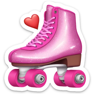 Pink glitter roller skates with hearts  sticker