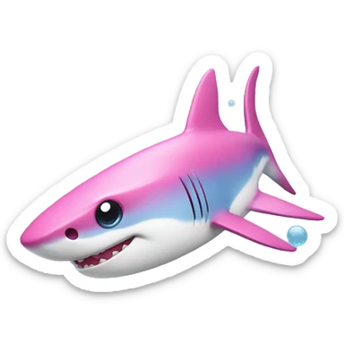 Pink and blue shark with bubbles sticker