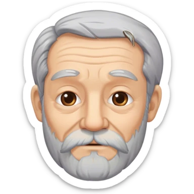 Old man with a beard and gray hair with wrinkles  sticker