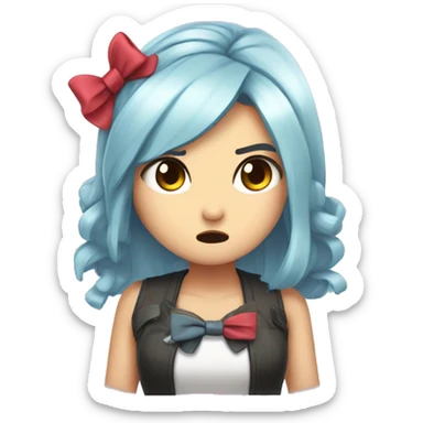 cute animted twitch emote kawaii girl wth a bow in er hair being angry sticker