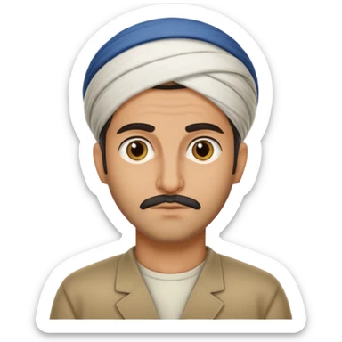 Portrait of a male Iranian civilian with a neutral expression 1980 sticker